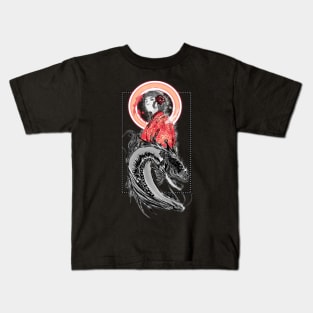 Hallowen Illustration of the goddess of the sea who is angry due to waste pollution in the ocean Kids T-Shirt